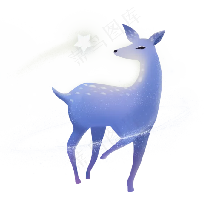 梦幻动物小鹿和星星,免抠元素