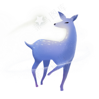 梦幻动物小鹿和星星,免抠元素
