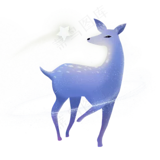 梦幻动物小鹿和星星,免抠元素