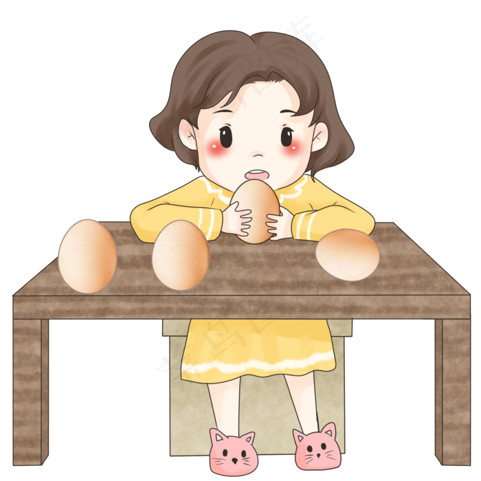 春分立蛋的小女孩,免抠元素