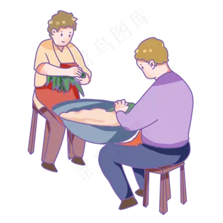 端午传统习俗包粽子的人