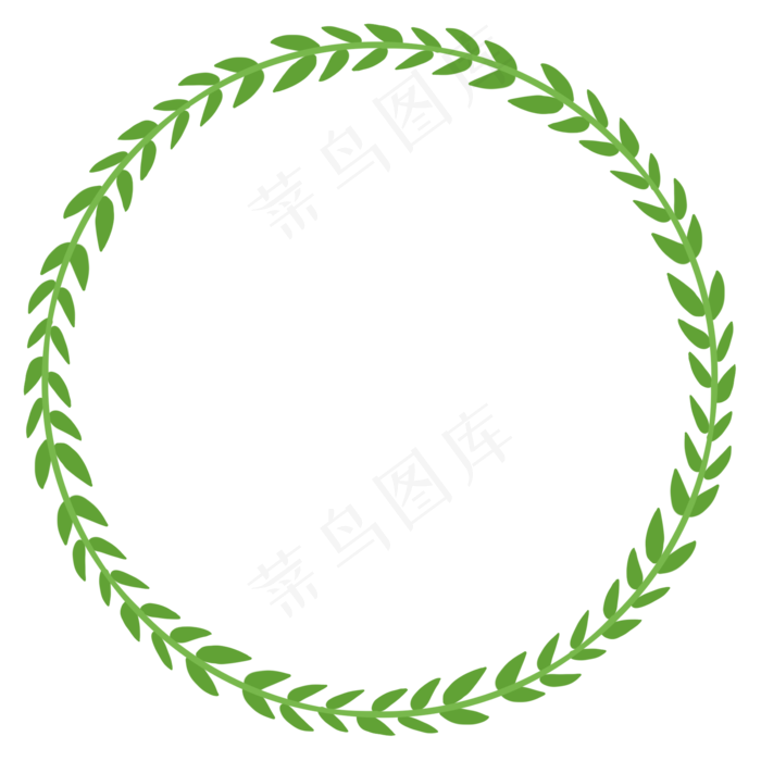 手绘绿色叶子圆环