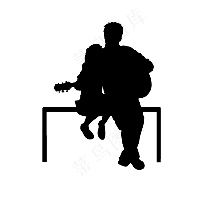 父亲节父子黑白剪影