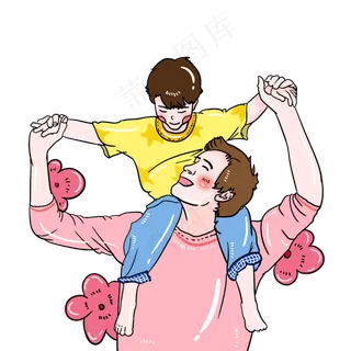 父亲节卡通手绘父子造型