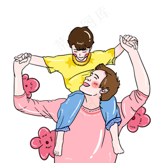 父亲节卡通手绘父子造型