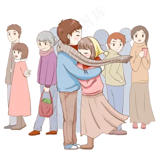 情人节情侣相拥怀抱