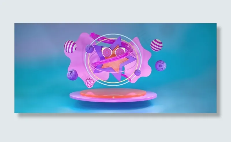 C4D立体春季上新创意电商场景星星