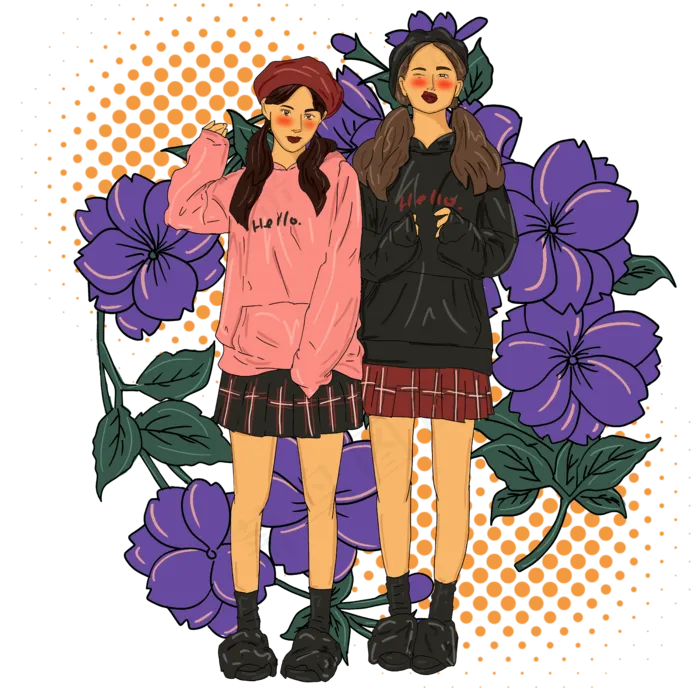潮流时尚小美女插图(5000X5000(DPI:300))psd模版下载