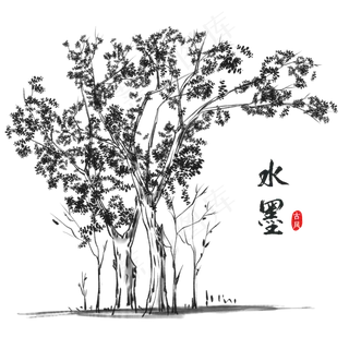 中国风水墨树木