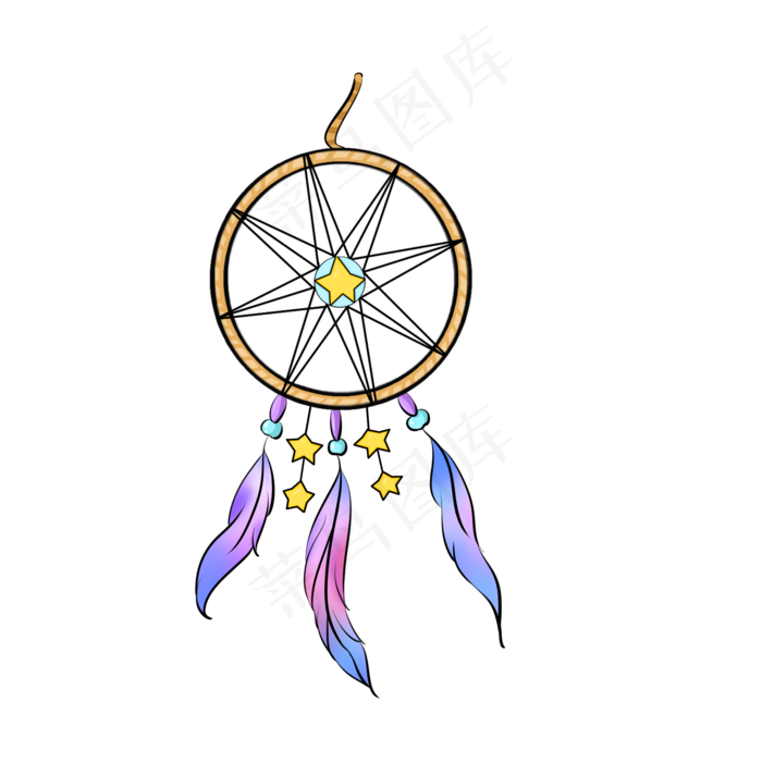 黄色星星捕梦网插画