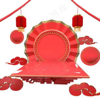 红色春节舞台,免抠元素