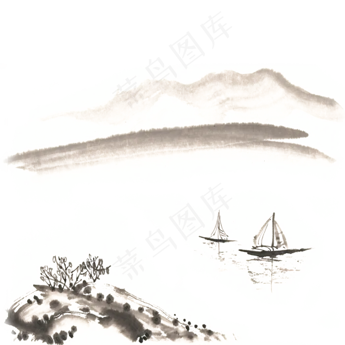 意境山水水墨画(4724X4724(DPI:300))psd模版下载