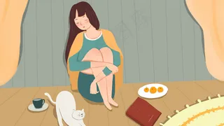 春天春困女孩场景