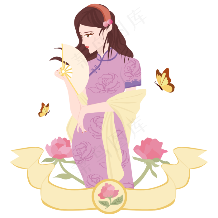 2019年三八女生节美丽旗袍女人矢�,免抠元素(5000*5000px 300 dpi )ai矢量模版下载
