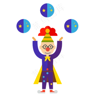 马戏团4.1愚人节扁平小丑矢量