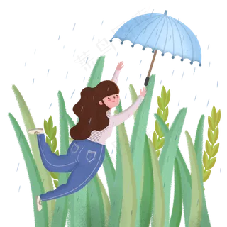 谷雨时节女孩打伞