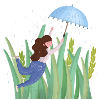 谷雨时节女孩打伞