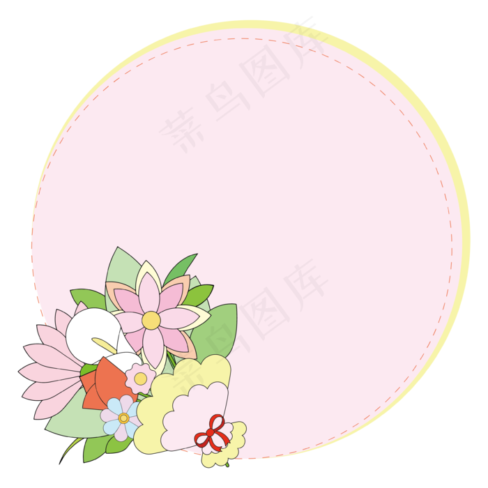 唯美系爱的告白花束少女矢量边框