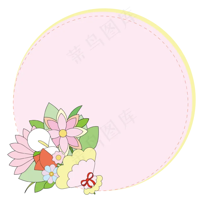 唯美系爱的告白花束少女矢量边框(3543*3543px 300 dpi )ai矢量模版下载