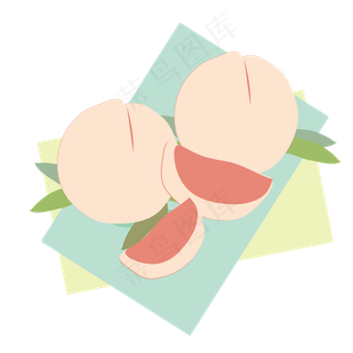 手绘水蜜桃水果可商用元素