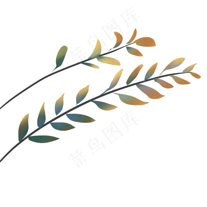 两片叶子发红的叶子(3000X3000(DPI:300))psd模版下载