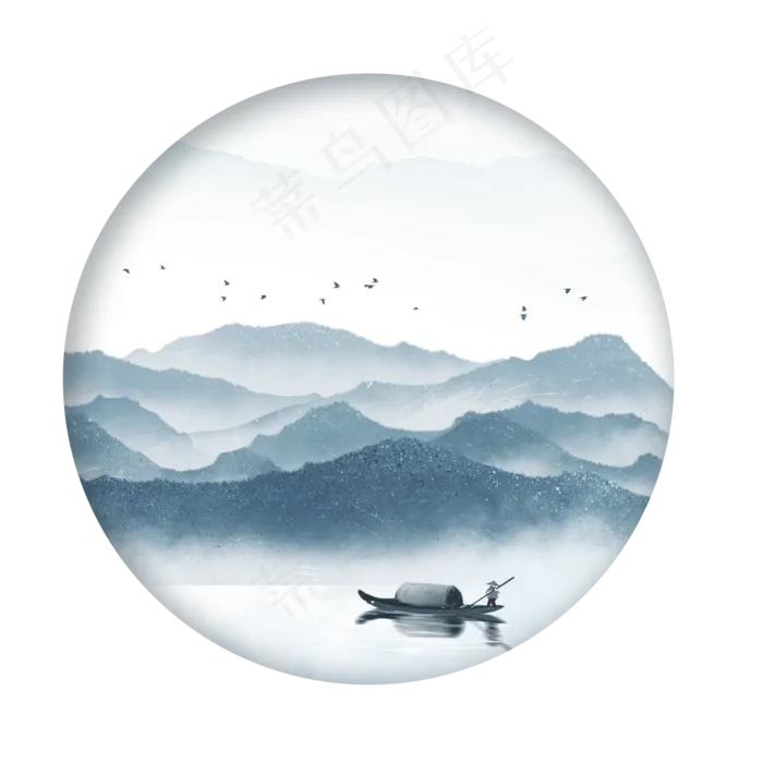 中国风古韵古典山水装饰(2000X2000(DPI:300))psd模版下载