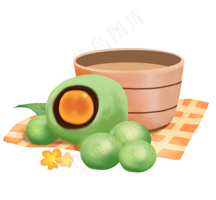 美味的青团卡通插画