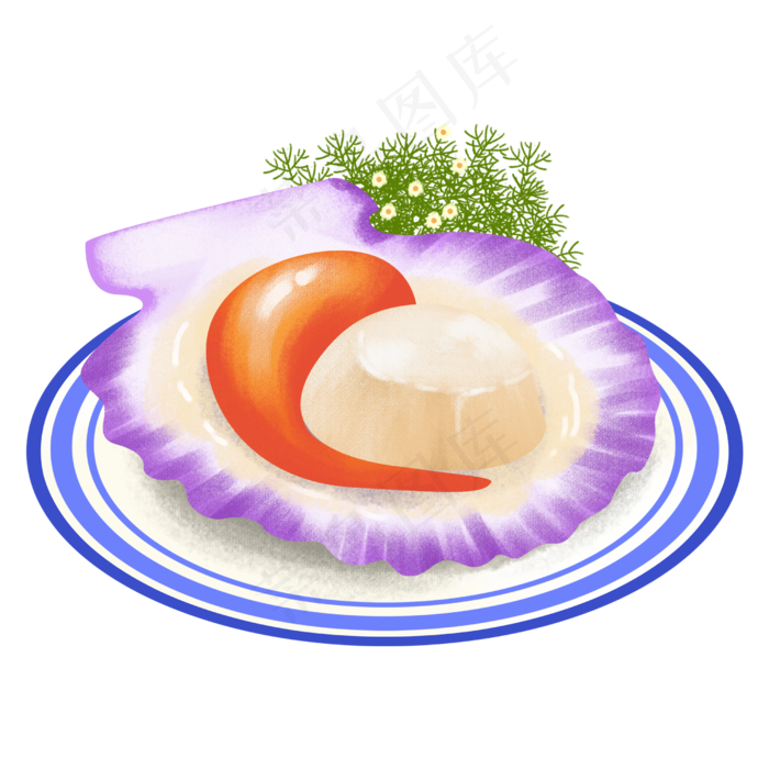 手绘海鲜美食美味贝壳之大颗美味(2500X2500(DPI:300))psd模版下载