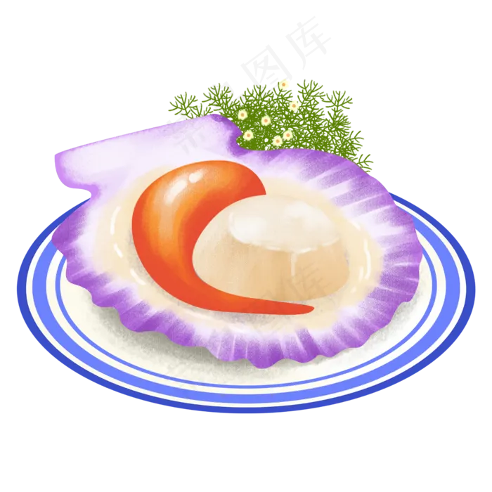 手绘海鲜美食美味贝壳之大颗美味(2500X2500(DPI:300))psd模版下载