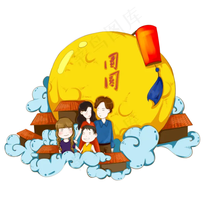 中秋节一家四口团圆素材,免抠元素(4093X4093(DPI:350))psd模版下载