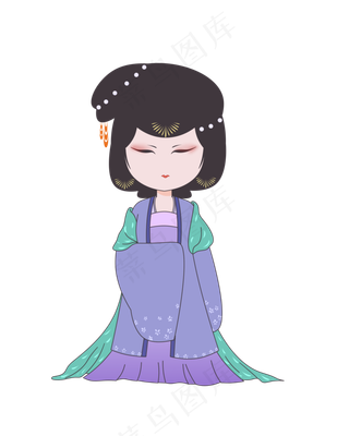 唐朝紫色衣服古装美女