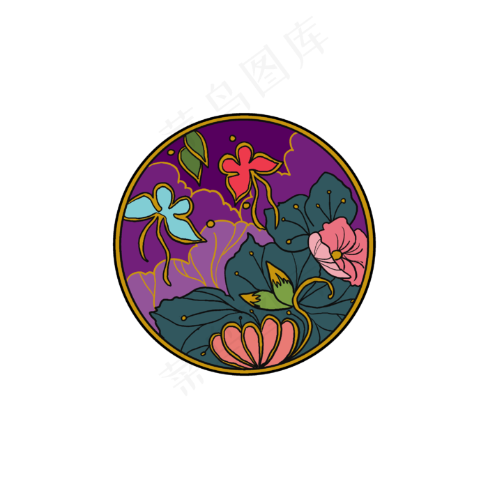 新年荷花荷叶手绘装饰