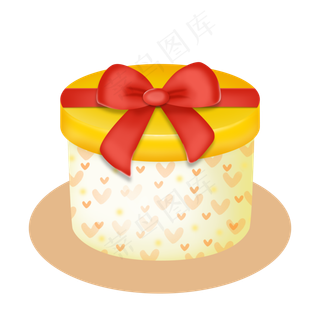 手绘圆形蝴蝶结节日礼物盒礼品盒,免抠元素