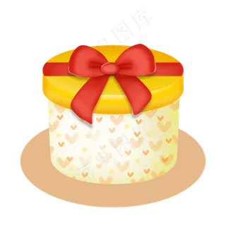 手绘圆形蝴蝶结节日礼物盒礼品盒,免抠元素