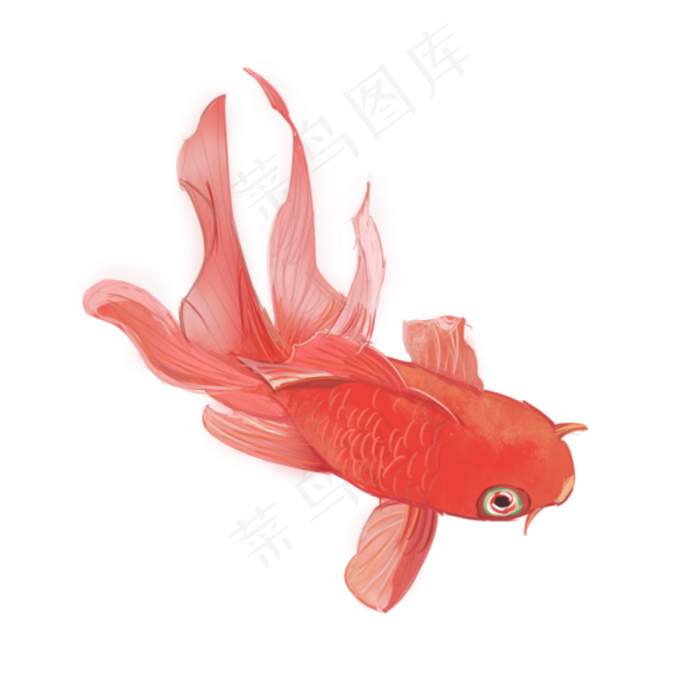 可商用红色中国风手绘可爱新年金,免抠元素