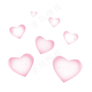 心形粉色漂浮气泡元素,免抠元素