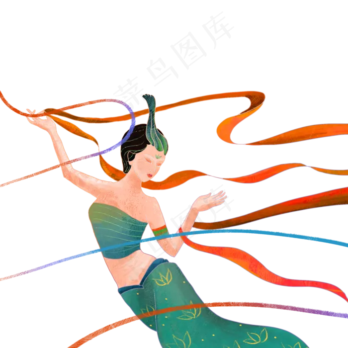 敦煌飞天女手绘(2000X2000(DPI:300))psd模版下载