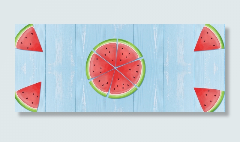 西瓜卡通手绘小清新背景