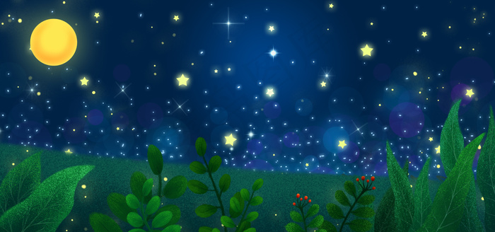大暑之静谧的夜晚(1920*900px 	       )psd模版下载