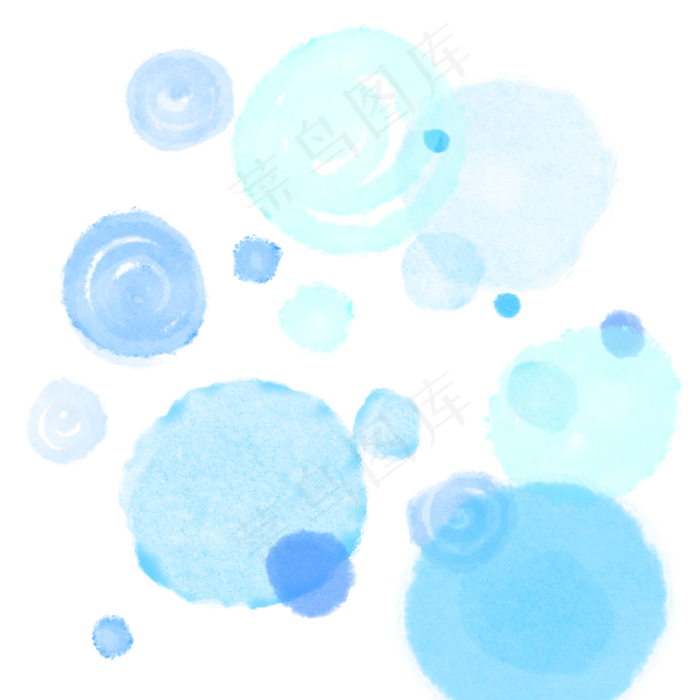 蓝色水彩图案装饰(2000X2000(DPI:300))psd模版下载