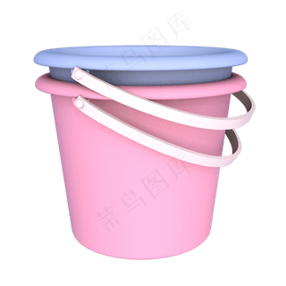 红色和蓝色的塑料桶