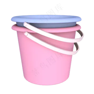 红色和蓝色的塑料桶