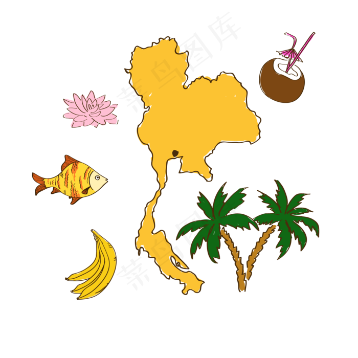 涂鸦风泰国小元素