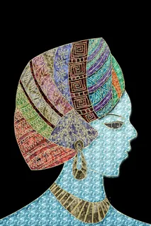 民族风抽象少数民族华丽描金头像珐琅彩挂画