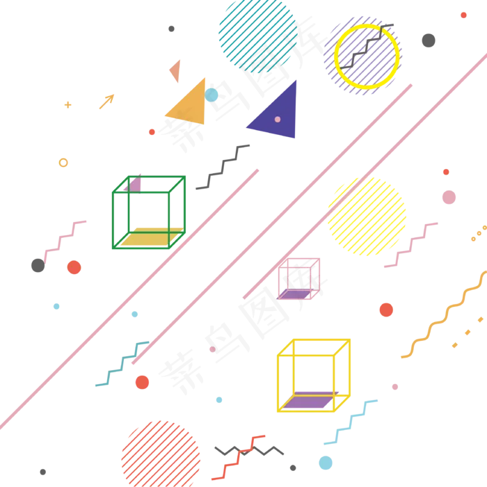 手绘小清新孟菲斯装饰图案,免抠元素(3333*3333px 300 dpi )eps,ai矢量模版下载