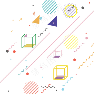 手绘小清新孟菲斯装饰图案,免抠元素