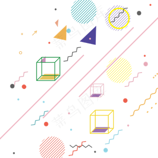 手绘小清新孟菲斯装饰图案,免抠元素