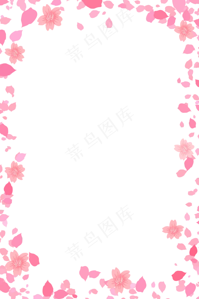 樱花花瓣插图边框,免抠元素(3545X5315(DPI:300))psd模版下载