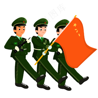 建军节国旗军人