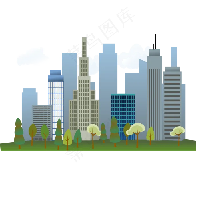 彩色创意立体城市建筑元素,免抠元素(2000X2000(DPI:300))psd模版下载